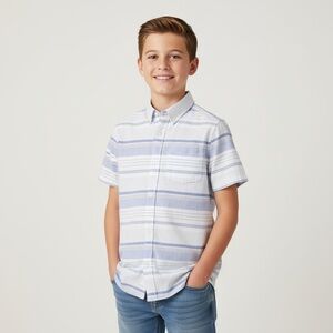 Children’s Place Boys Casual Blue and White Striped Shirt size 10-12